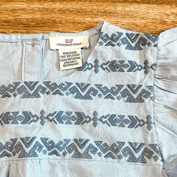 Vineyard Vines Embroidered Chambray Romper with Flutter Sleeves - Picture 4 of 5